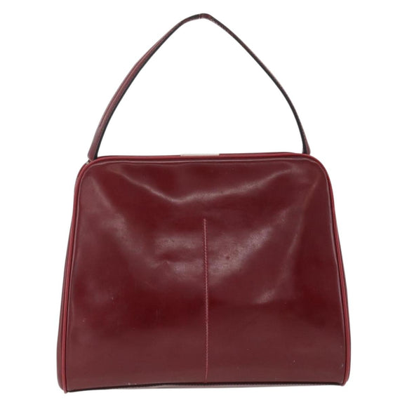 PRADA Hand Bag Leather Bordeaux Auth 174549
