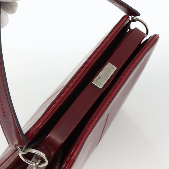 PRADA Hand Bag Leather Bordeaux Auth 174549