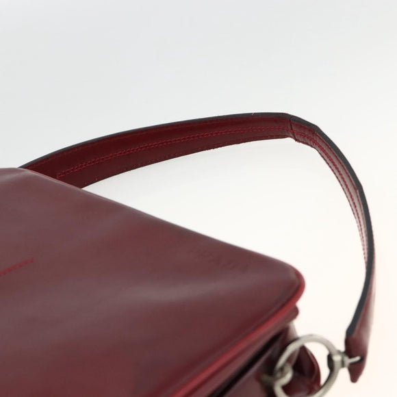 PRADA Hand Bag Leather Bordeaux Auth 174549