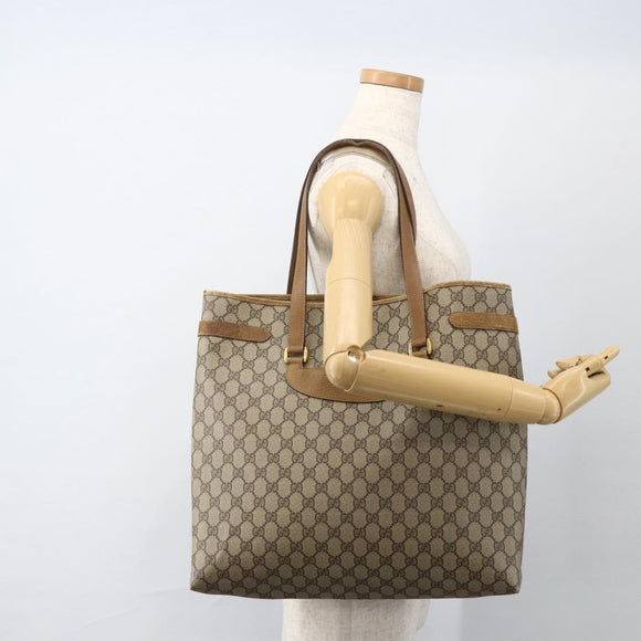 GUCCI GG Supreme Tote Bag PVC Beige Gold 39 02 061 Auth 174551