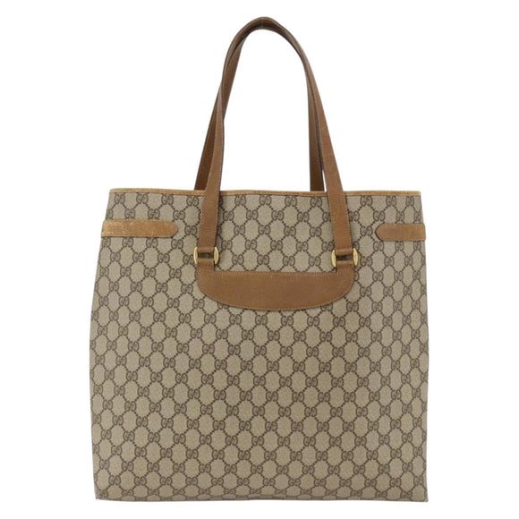 GUCCI GG Supreme Tote Bag PVC Beige Gold 39 02 061 Auth 174551