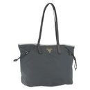 PRADA Tote Bag Nylon Gray Gold Auth 174553-1