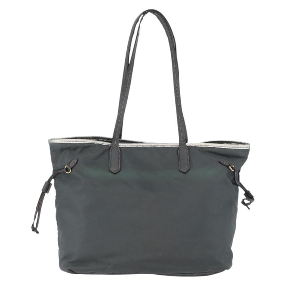 PRADA Tote Bag Nylon Gray Gold Auth 174553