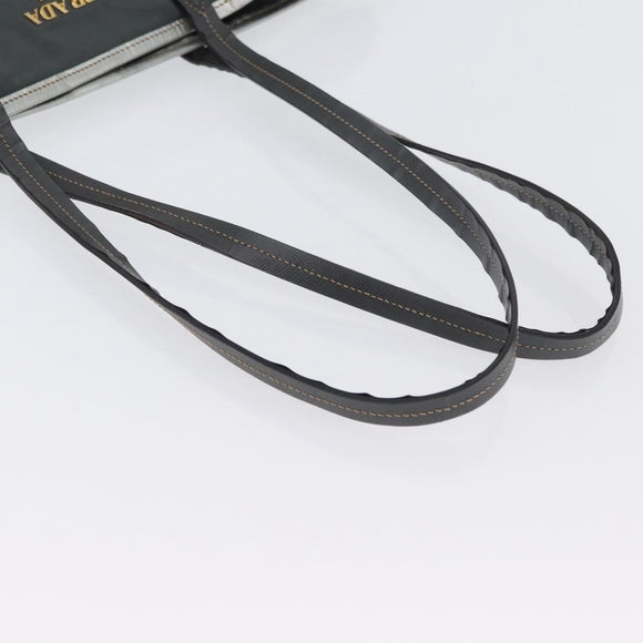 PRADA Tote Bag Nylon Gray Gold Auth 174553