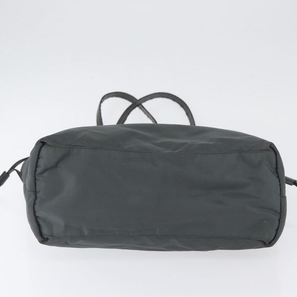 PRADA Tote Bag Nylon Gray Gold Auth 174553