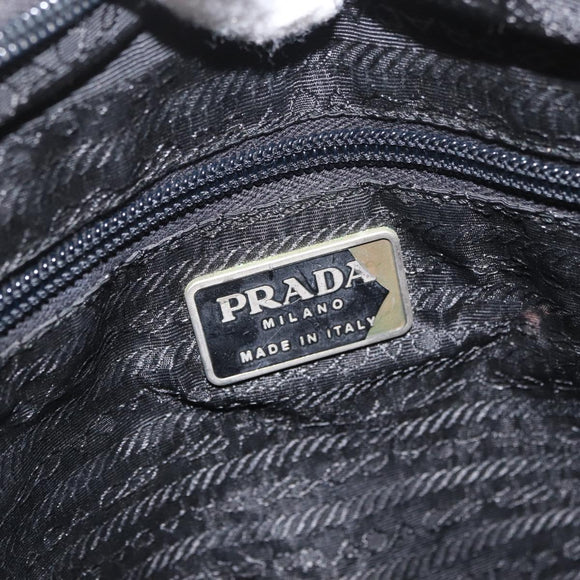 PRADA Plastic Chain Tote Bag Nylon Khaki Silver Auth 174554