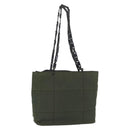 PRADA Plastic Chain Tote Bag Nylon Khaki Silver Auth 174554-1