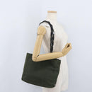 PRADA Plastic Chain Tote Bag Nylon Khaki Silver Auth 174554-23