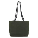 PRADA Plastic Chain Tote Bag Nylon Khaki Silver Auth 174554-13