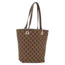 GUCCI GG Canvas Tote Bag Brown Gold 002 1099 Auth 174556-1