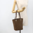 GUCCI GG Canvas Tote Bag Brown Gold 002 1099 Auth 174556-21