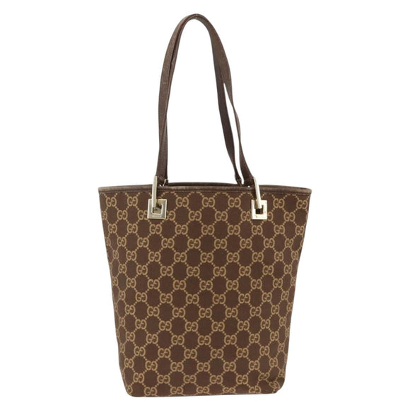 GUCCI GG Canvas Tote Bag Brown Gold 002 1099 Auth 174556