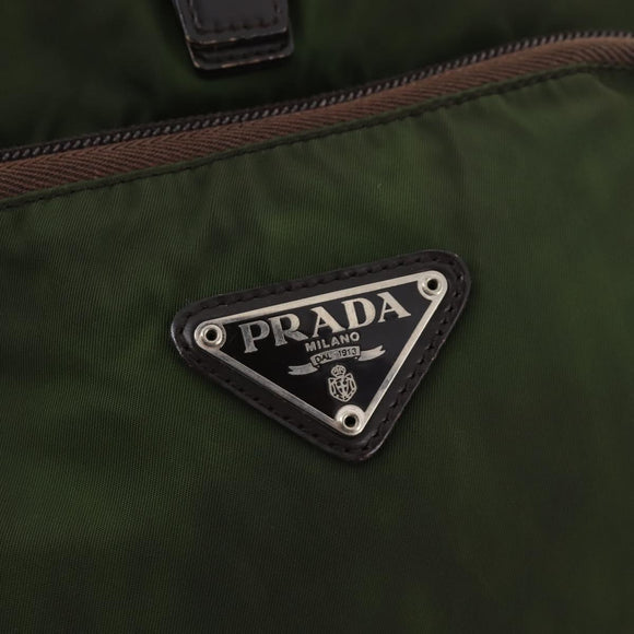 PRADA Backpack Nylon Green Silver Auth 174558