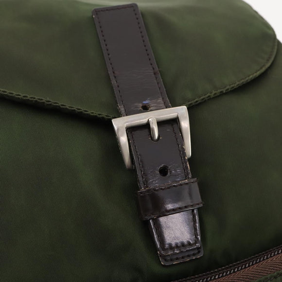 PRADA Backpack Nylon Green Silver Auth 174558