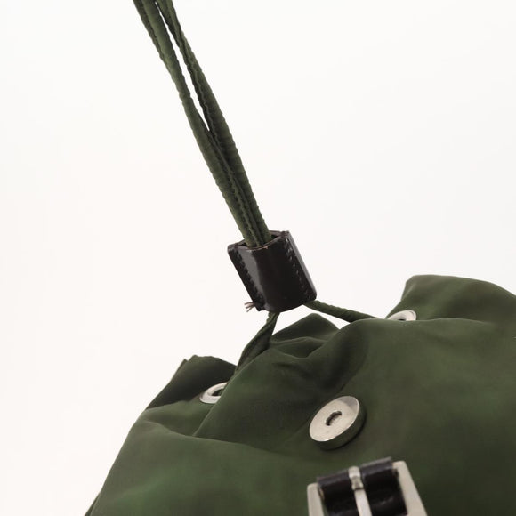 PRADA Backpack Nylon Green Silver Auth 174558
