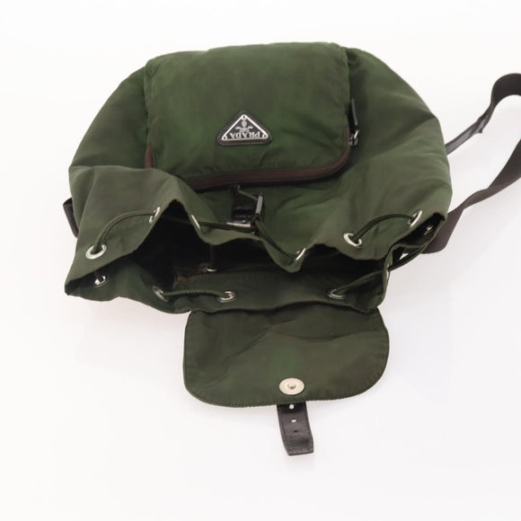 PRADA Backpack Nylon Green Silver Auth 174558