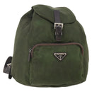 PRADA Backpack Nylon Green Silver Auth 174558-1