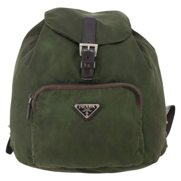 PRADA Backpack Nylon Green Silver Auth 174558
