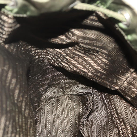 PRADA Backpack Nylon Green Silver Auth 174558