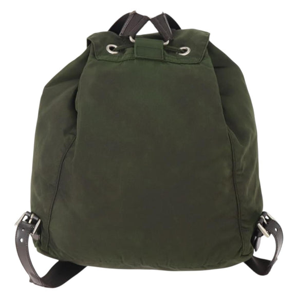 PRADA Backpack Nylon Green Silver Auth 174558