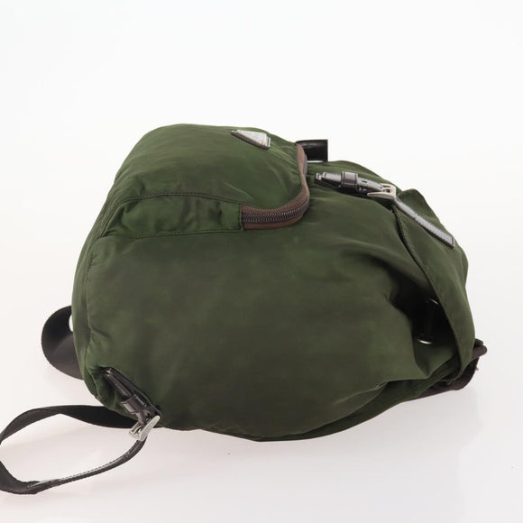 PRADA Backpack Nylon Green Silver Auth 174558