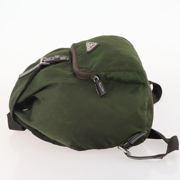 PRADA Backpack Nylon Green Silver Auth 174558
