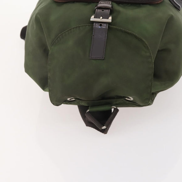 PRADA Backpack Nylon Green Silver Auth 174558