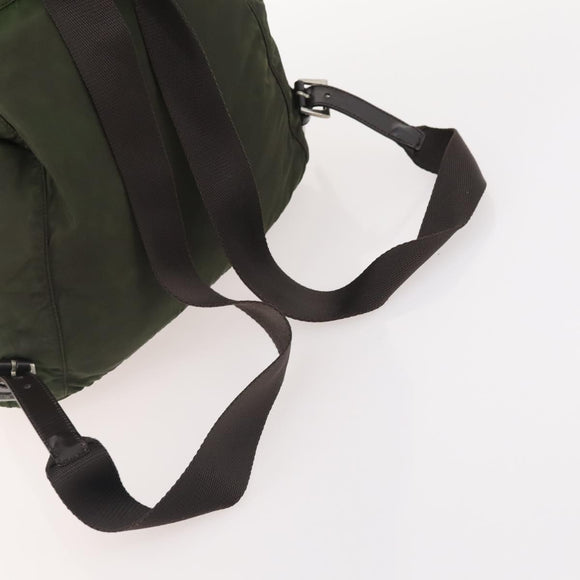 PRADA Backpack Nylon Green Silver Auth 174558