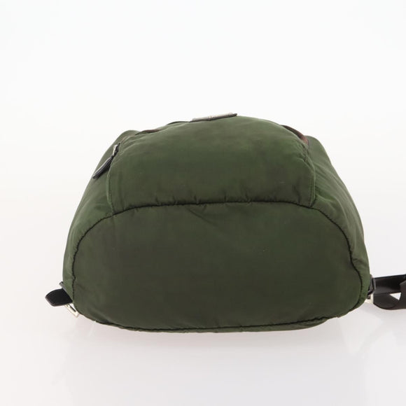 PRADA Backpack Nylon Green Silver Auth 174558