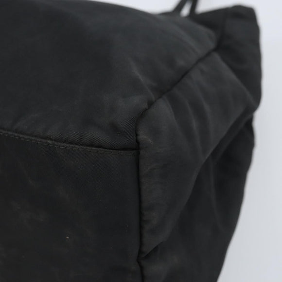 PRADA Tote Bag Nylon Black Silver Auth 174561
