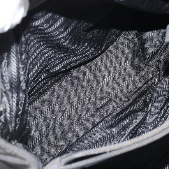 PRADA Tote Bag Nylon Black Silver Auth 174561