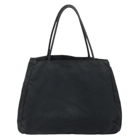 PRADA Tote Bag Nylon Black Silver Auth 174561