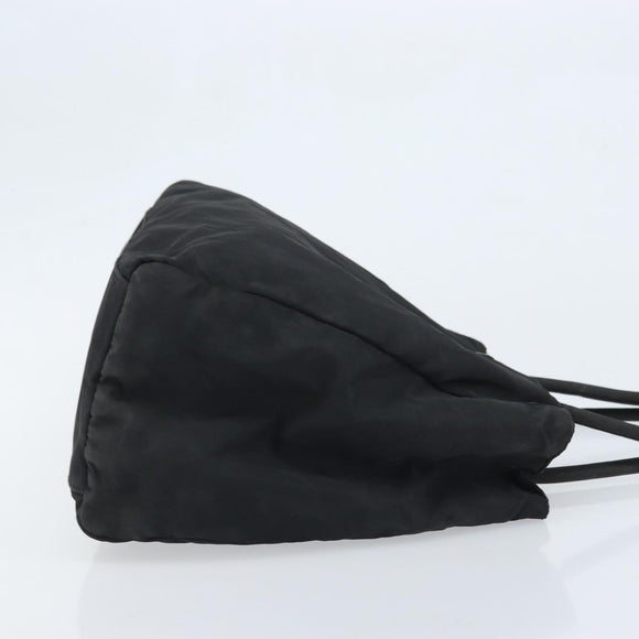PRADA Tote Bag Nylon Black Silver Auth 174561