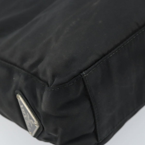 PRADA Tote Bag Nylon Black Silver Auth 174562