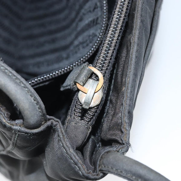 PRADA Tote Bag Nylon Black Silver Auth 174562
