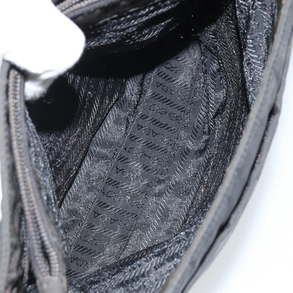 PRADA Tote Bag Nylon Black Silver Auth 174562