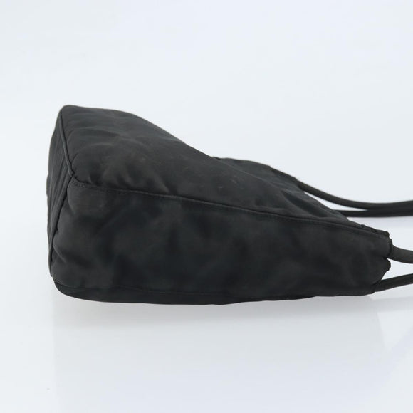 PRADA Tote Bag Nylon Black Silver Auth 174562