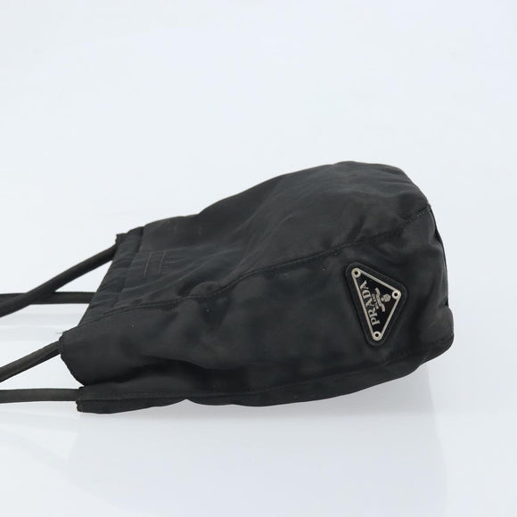 PRADA Tote Bag Nylon Black Silver Auth 174562
