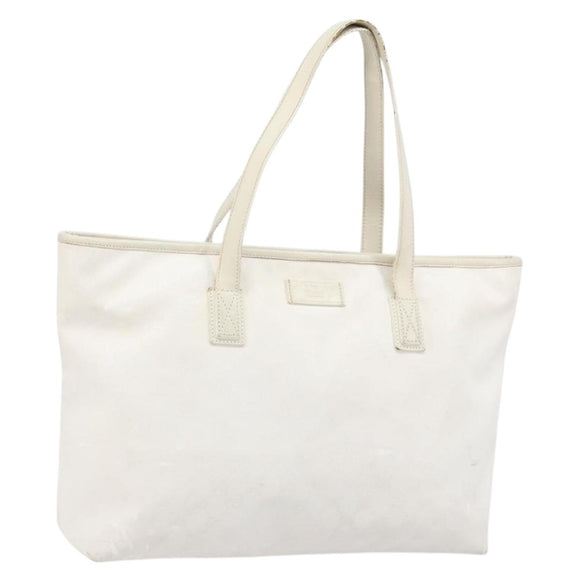 GUCCI GG Implementation Tote Bag PVC White Silver 211137 Auth 174563