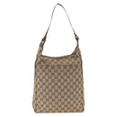 GUCCI GG Canvas Schultertasche Beige Silber 019.0538 Auth 174564-3