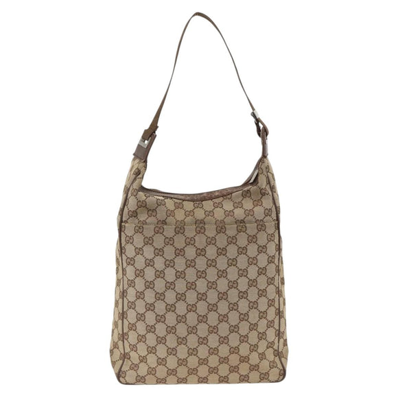 GUCCI GG Canvas Schultertasche Beige Silber 019.0538 Auth 174564