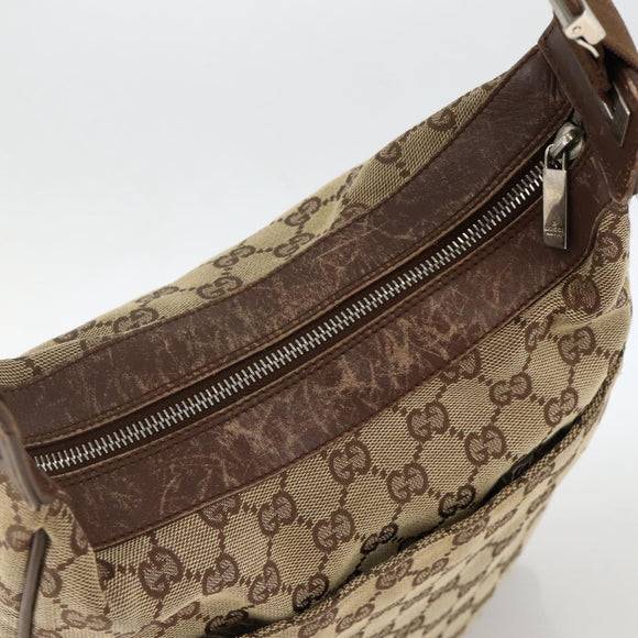 GUCCI GG Canvas Schultertasche Beige Silber 019.0538 Auth 174564