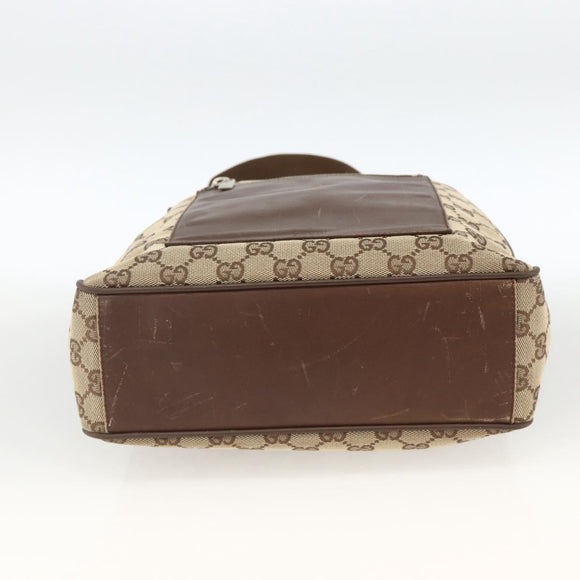 GUCCI GG Canvas Schultertasche Beige Silber 019.0538 Auth 174564