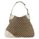 GUCCI GG Canvas Horsebit Shoulder Bag Beige Gold Auth 174565-2