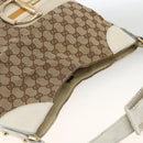 GUCCI GG Canvas Horsebit Shoulder Bag Beige Gold Auth 174565-6