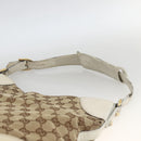 GUCCI GG Canvas Horsebit Shoulder Bag Beige Gold Auth 174565-8