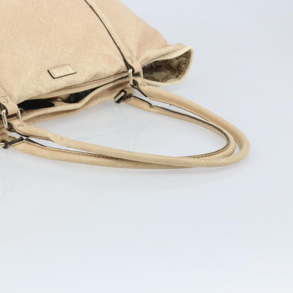 GUCCI GG Canvas Guccissima Tote Bag Leather Beige Gold Auth 174566