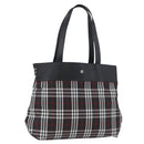 BURBERRY Nova Check Tote Bag Nylon Black Silver Auth 174568-1
