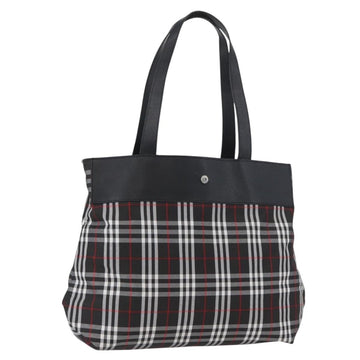 BURBERRY Nova Check Tote Bag Nylon Black Silver Auth 174568