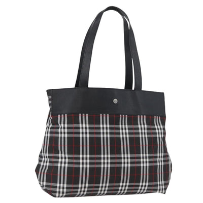 BURBERRY Nova Check Tote Bag Nylon Black Silver Auth 174568